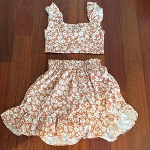 Tan floral two piece set